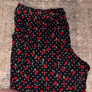 Kids Cherry Print Leggings - Black and Red